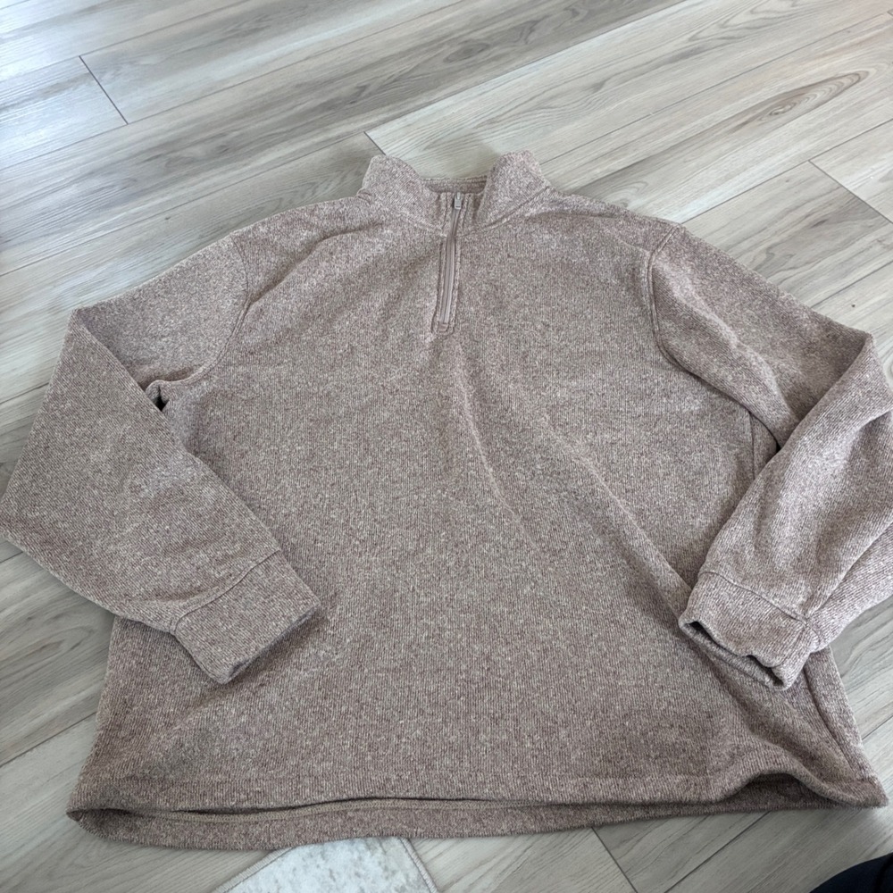 Old Navy Mens XXL Quarter Zip Pullover Sweater Heathered Tan Marl Knit Mock Neck